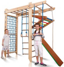 Дитячий спортивний куточок з рукоходом SportBaby Спартак-220, Сосна-Бук, 210 × 80 × 220 см, від 2-х років до 130 кг